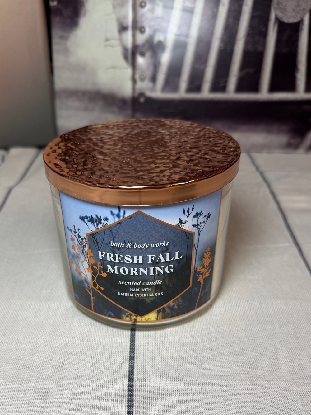 New Bath and Body Fresh Fall Morning Candle 3 wick